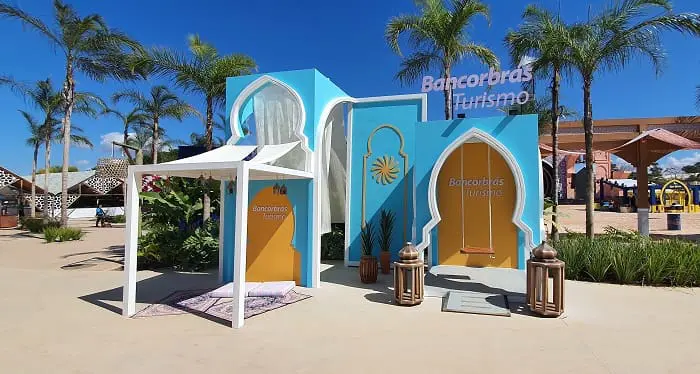 Espaço instagramável da Bancorbrás no evento 