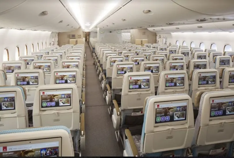 Interior da aeronava A380 (Crédito: Emirates) Interior da aeronava A380 (Crédito: Emirates)