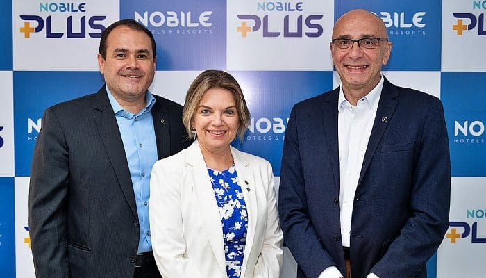 Roberto Bertino, Ricardo Pompeu e Emiria Bertino, do Conselho de Gestão da Nobile Hotels e Resorts