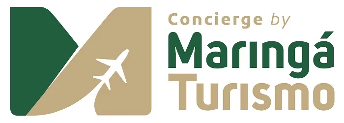 Logo da marca Maringá Turismo Concierge, com tons de verde e dourado. Maringá Turismo tem nova identidade visual, moderna e chamativa.