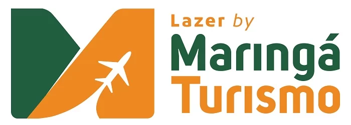 Logo da marca Maringá Turismo Lazer, em tons de verde e laranja. Maringá Turismo tem nova identidade visual, moderna e chamativa.
