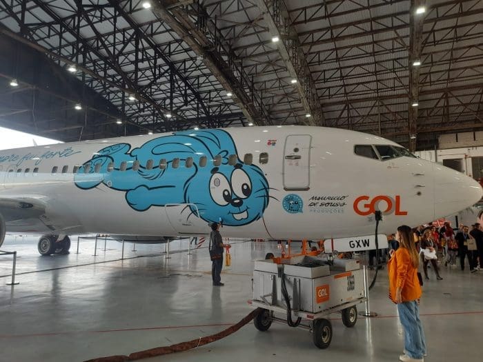GOL anuncia avião da Turma da Mônica: lateral do avião
