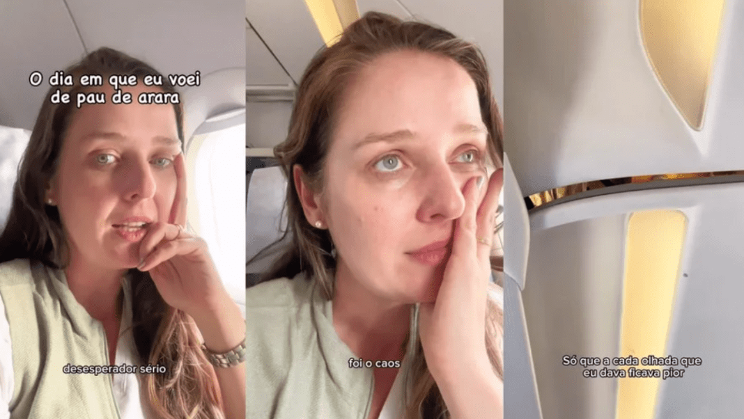 A influenciadora de viagens Dani Kalkmann relatou momentos de nervosismo que enfrentou dentro de um avião, que segundo ela parecia um 'pau de arara' (Foto: Reprodução IG) A influenciadora de viagens Dani Kalkmann relatou momentos de nervosismo que enfrentou dentro de um avião, que segundo ela parecia um 'pau de arara' (Foto: Reprodução IG)