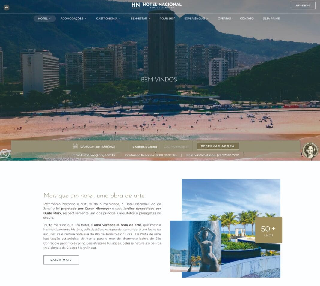 Novo site do Hotel Nacional - Foto: Divulgação Novo site do Hotel Nacional - Foto: Divulgação