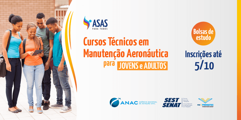 Parceria da Anac com o Sest Senat e o MEC lança cursos técnicos gratuitos em manutenção aeronáutica para alunos de baixa renda