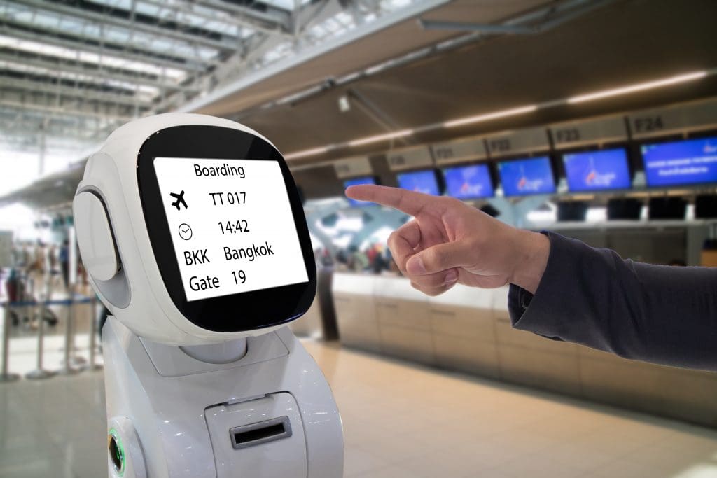 IA nos Aeroportos internacionais robo IA no turismo