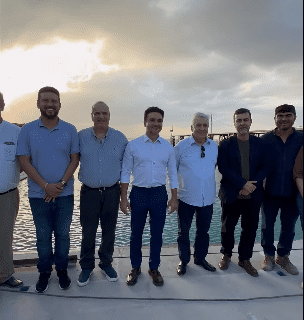 Celso Sabino, Marcelo Freixo e executivos da Vila Galé durante visita ao novo Vila Galé Collection Amazônia, em Belém (PA), que abre em soft opening em 9 de outubro - Foto: reprodução Instagram
