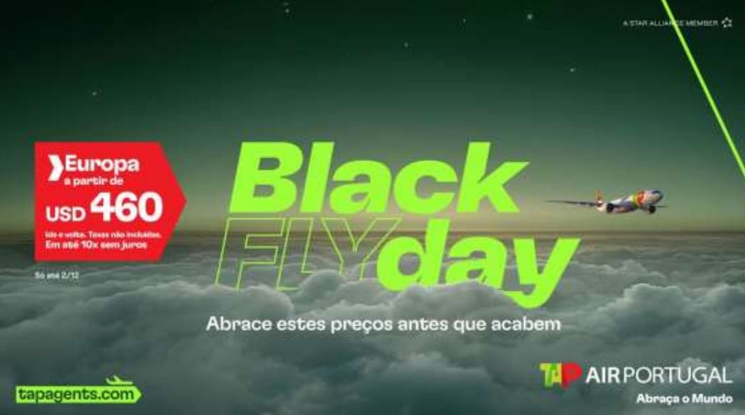 Sem título Black Flyday TAP: passagens para destinos europeus a partir de USD 460 - Crédito: divulgação