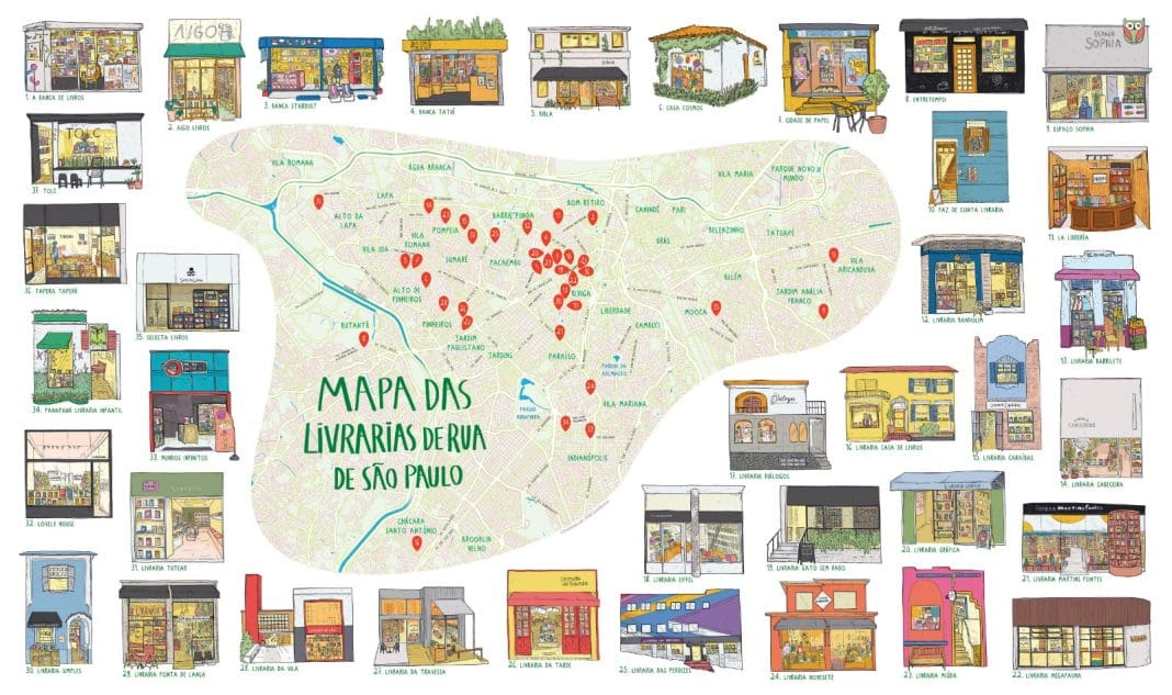 WhatsApp Image 2025-11-12 at 13.22.09 Mapa das Livrarias de Rua de São Paulo reúne 37 endereços ilustrados da capital — Crédito: Divulgação