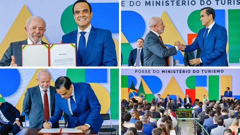 0d0fa391-7eda-4798-8c61-38bdc93d5e86 Cerimônia em Brasília (DF) foi palco da posse de Gustavo Feliciano como novo ministro do Turismo. Crédito: Ricardo Stuckert e Tauan Alencar/MME