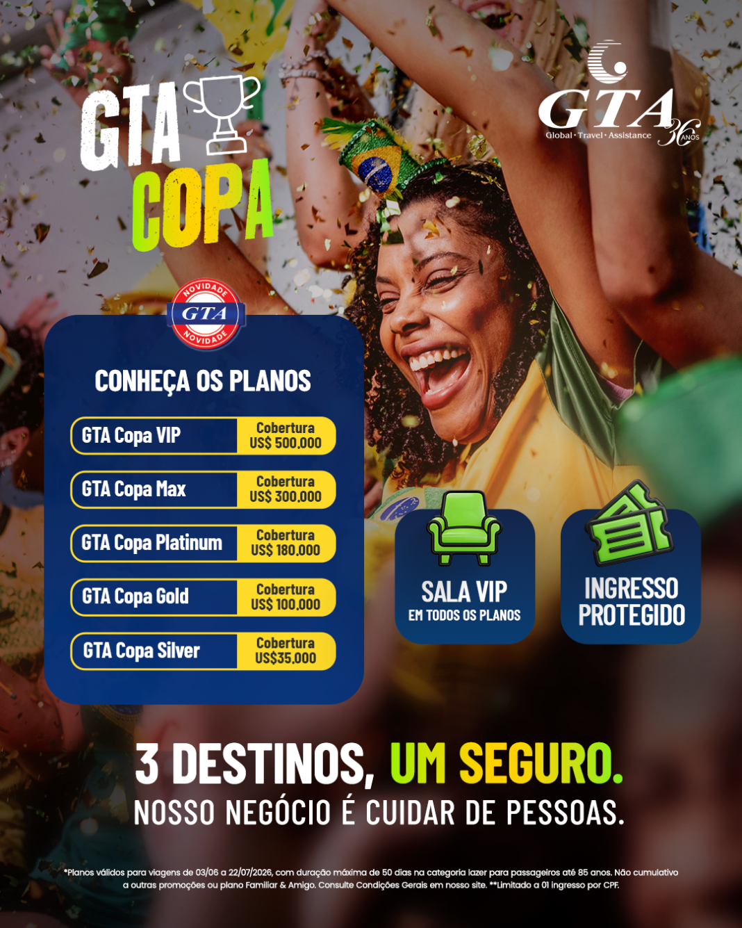 O seguro é dividido em cinco categorias que contemplam diferentes perfis de viajantes, desde os mais econômicos aos exigentes - Crédito: divulgação GTA