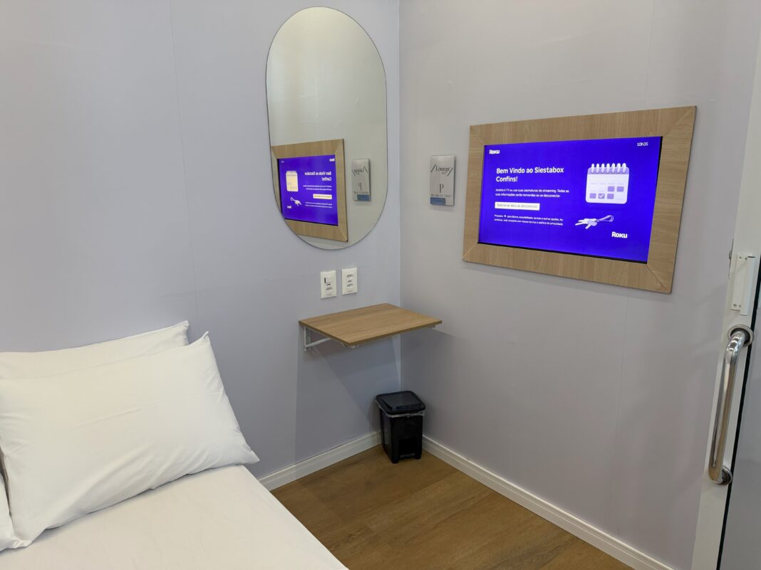 BH Airport inaugura cabines de descanso 24h para oferecer mais conforto aos passageiros durante a viagem. Crédito: divulgação