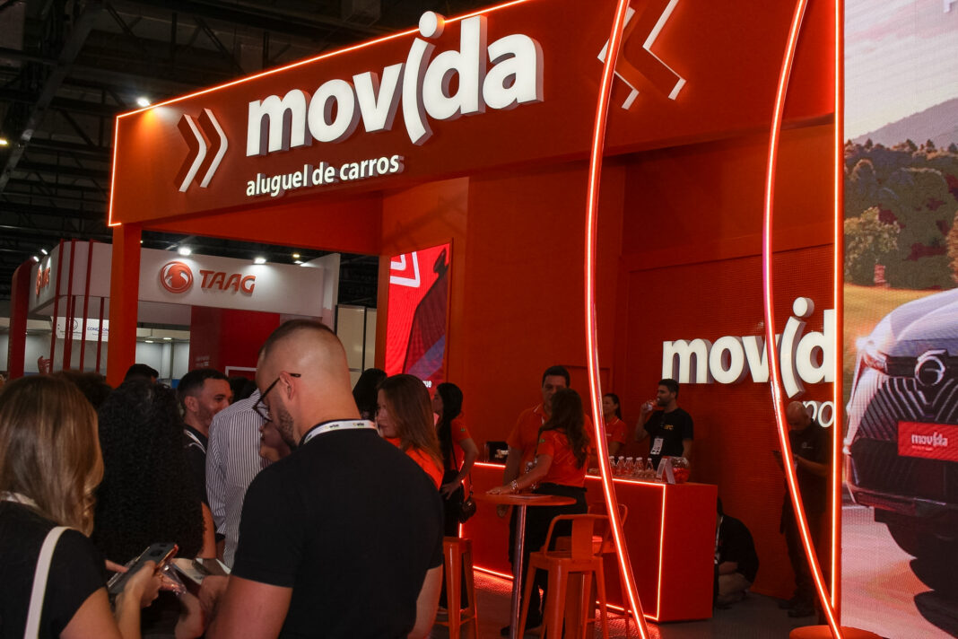 Estande da Movida durante a WTM Latin America 2026, no Expo Center Norte, em São Paulo. - Crédito: Felipe Maresca / DT Estande da Movida durante a WTM Latin America 2026, no Expo Center Norte, em São Paulo. - Crédito: Felipe Maresca / DT