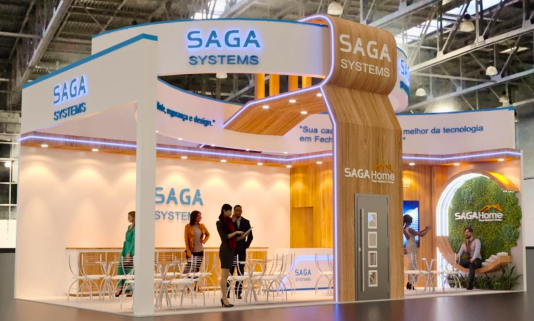 Perspectiva artística estanda da Saga Systems na Feicon 2026 Perspectiva artística estande da Saga Systems na Feicon 2026 - Crédito: divulgação
