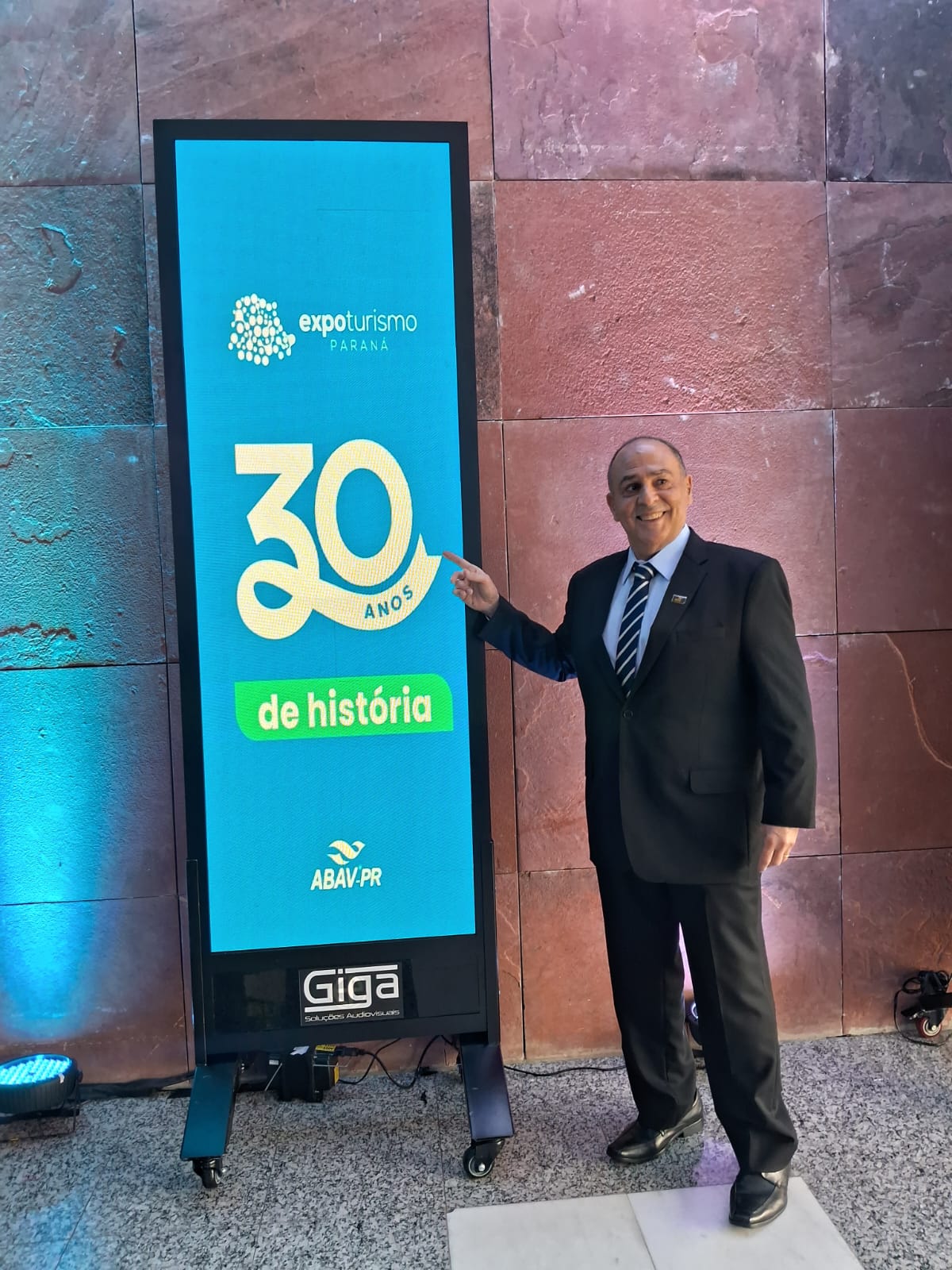 Geraldo Zaidan Rocha, presidente da ABAV Paraná, durante a Expo Turismo Paraná 2026. Crédito: Cecilia Fazzini/DT