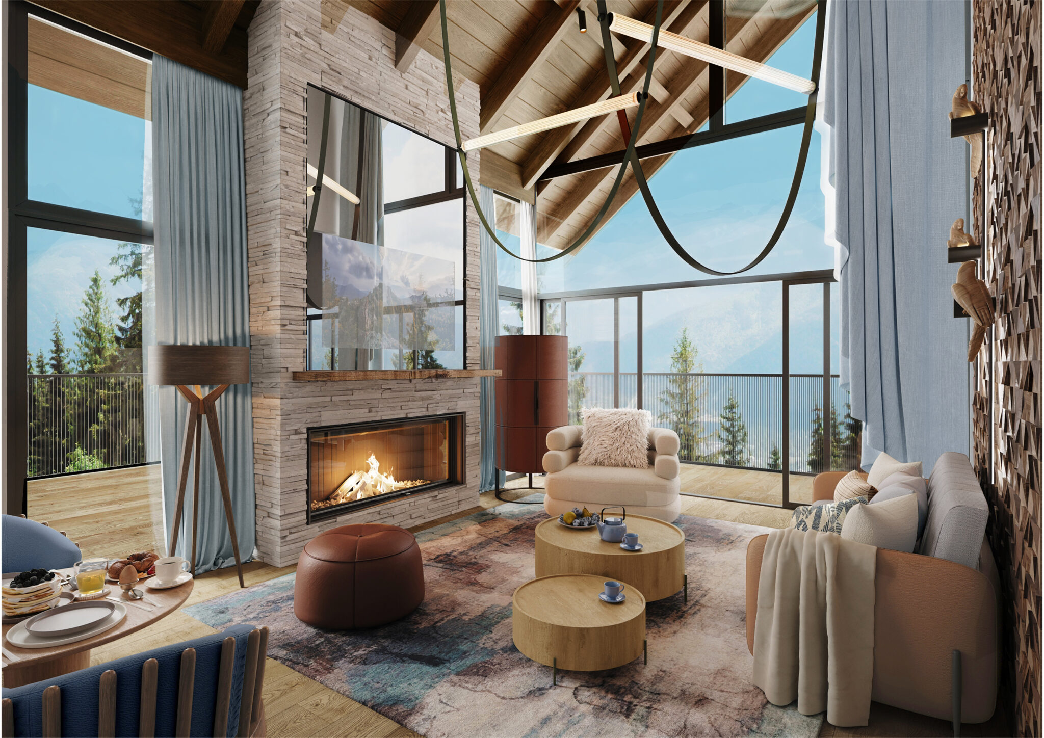 Penthouse – Sala de Estar (Projeto Club Med Gramado) - Crédito: divulgação