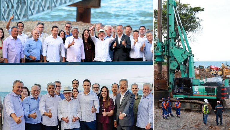 Ministro do Turismo, Gustavo Feliciano, participou da cerimônia que marcou o início oficial das obras, ao lado do presidente da República, Luiz Inácio Lula da Silva, e demais autoridades / FOTO: Divulgação/Presidência da República/Governo da Bahia Ministro do Turismo, Gustavo Feliciano, participou da cerimônia que marcou o início oficial das obras, ao lado do presidente da República, Luiz Inácio Lula da Silva, e demais autoridades / FOTO: Divulgação/Presidência da República/Governo da Bahia - Ponte