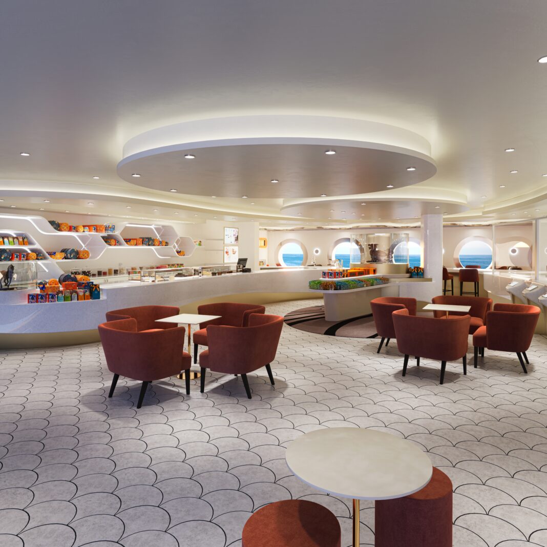 Projeto do futuro espaço da Venchi no MSC World Asia - Crédito: divulgação